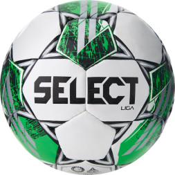 Мяч футб. SELECT Liga V25, 3855160585, р.5, FIFA Basic, 32п, ПУ, руч. сш, бело-зеленый
