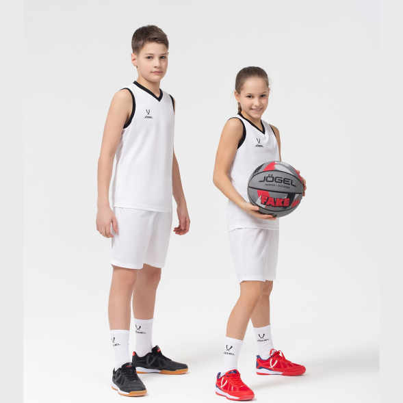 Шорты баскетбольные JÖGEL CAMP Basic, белый, детский