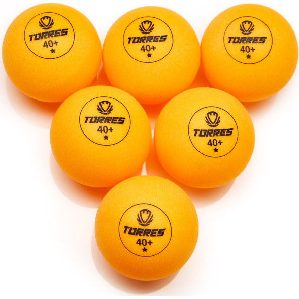 Мяч для наст  тенниса TORRES Training 1*, TT23015, диам  40+ мм, упак  6 шт, оранж