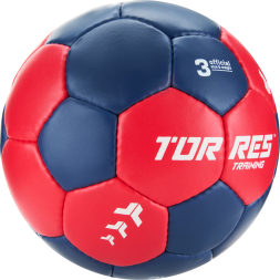 Мяч ганд. TORRES Training, H32453, р.3, ПУ, 4 подкл. слоя, руч. сшивка, сине-красный