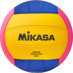 Мяч для водного поло MIKASA WP445D р.4, жен, резина, вес 400-450гр, дл.окр-65-67см, желто-сине-розов