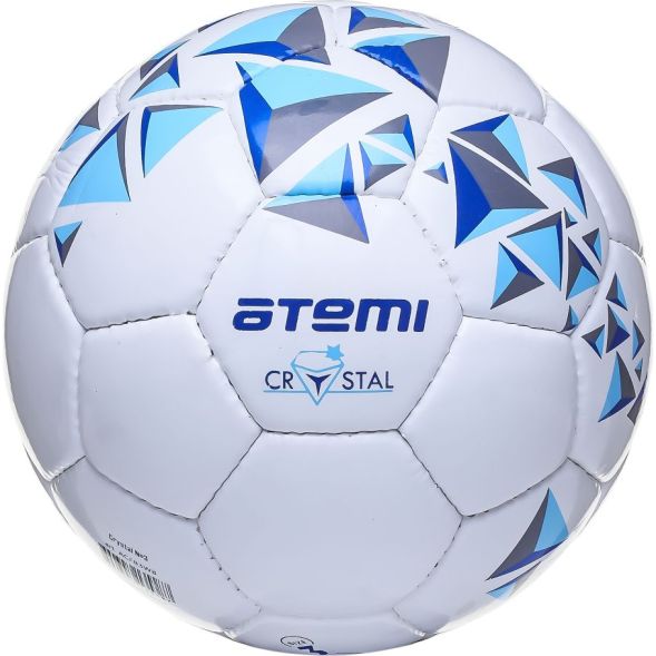 Мяч футбольный ATEMI CRYSTAL, PVC, бел/темно син, р.4, р/ш, окруж 65-66