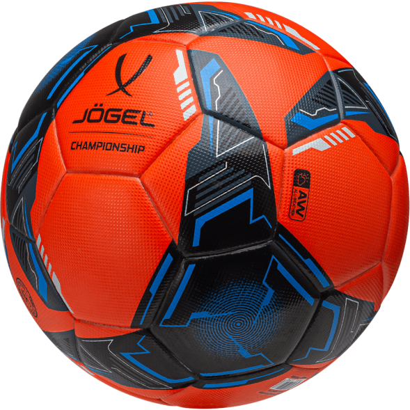 Мяч футбольный JÖGEL Championship №5, оранжевый/синий/черный