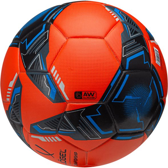 Мяч футбольный JÖGEL Championship №5, оранжевый/синий/черный