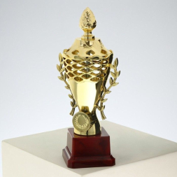 Кубок 184C, зол., подставка пластик, 21 × 9 × 6.5 см