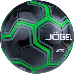 Мяч футбольный JÖGEL Intro №5, черный/зеленый