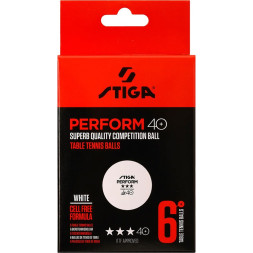 Мяч для наст. тенниса Stiga Perform 3***, 40+, 520-05,  пластик, ITTF Appr., уп.6 шт, бел