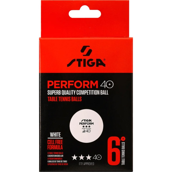 Мяч для наст. тенниса Stiga Perform 3***, 40+, 520-05,  пластик, ITTF Appr., уп.6 шт, бел
