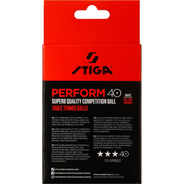 Мяч для наст. тенниса Stiga Perform 3***, 40+, 520-05,  пластик, ITTF Appr., уп.6 шт, бел